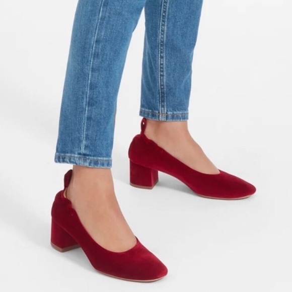 Everlane Shoes - Everlane Day Heels Velvet Burgundy Sz. 9